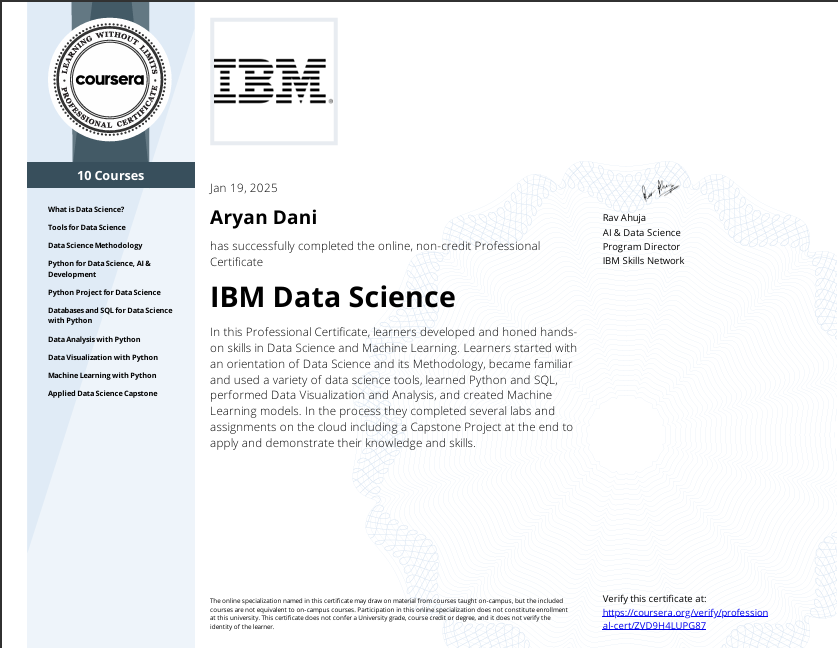 IBM Data Science Professional Certificate